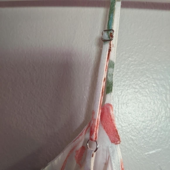 𝅺gap Floral Linen/Cotton Blend Spring Summer Dress Large Tropical Print Dress - Picture 10 of 12